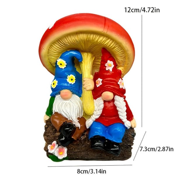 Bedst sælgende Resin Par Gnome Dværg Statue med Svamp | Have & Hjem Indretning_ grå_ grey