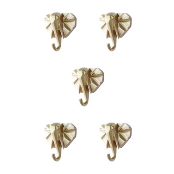 1/2/3/5 Robust og holdbar dyrehoved nøglekrog til enkel guld (elefant) gold (elephant) 5 Sets