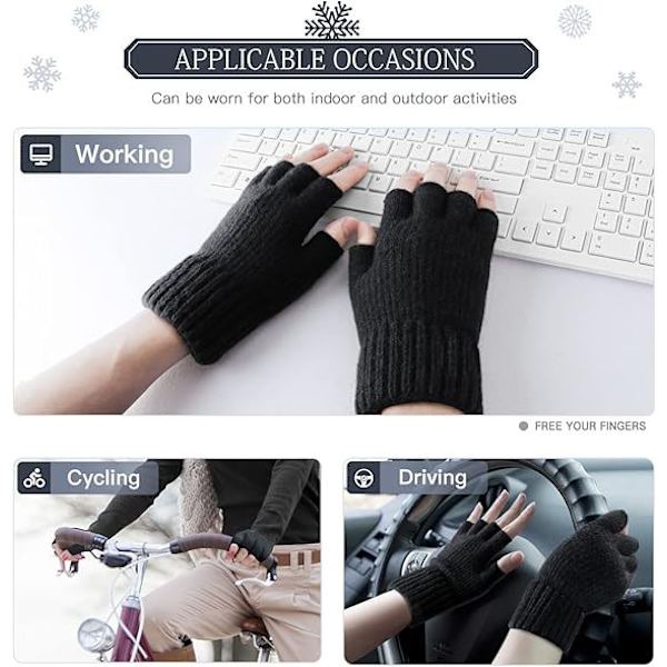 Vinter Touchscreen Handsker Unisex Bløde Varme Femfinger Design 16 cm Sort