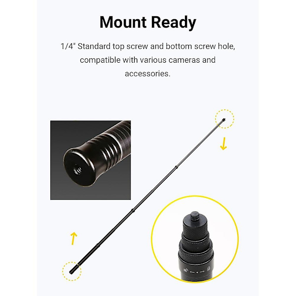 Ultra Lang Carbon Fiber Usynlig Selfie Stick Justerbar Forlængerstang til Insta360 ONE X2 / ONE R / ONE X selfie stick