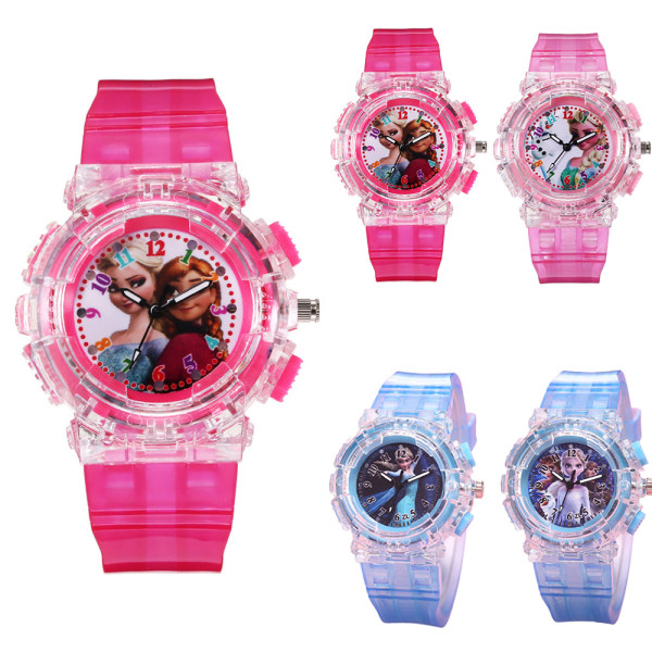 Kid Flickor Frozen Anna Elsa Luminous Mekaniska Klockor Present C