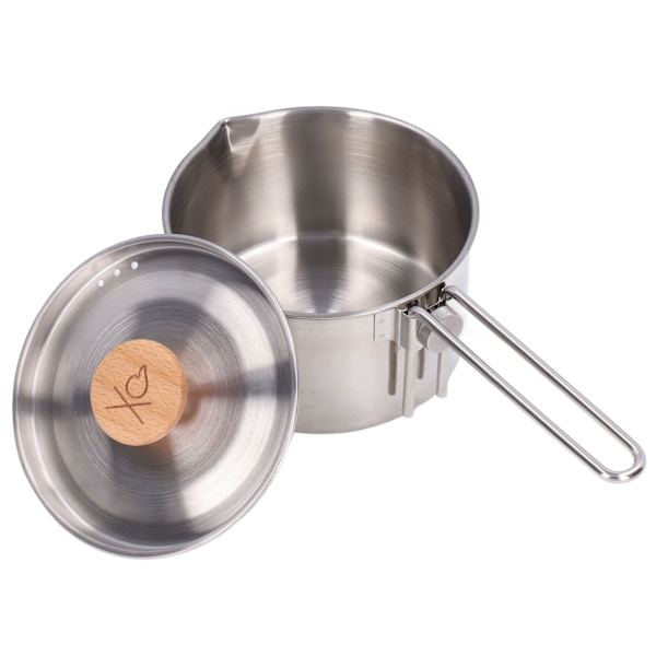 1000 ml Camping Pot i rustfritt stål, bærbar utendørs te- og kaffekjele med avtakbart håndtak for piknik og fotturer