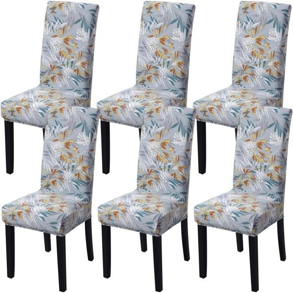 4-pak cover Stretch Aftagelig vaskbar spisestue ark Leaf Pattern1 6