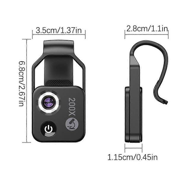 Nano-Zoom 200x iPhoneen Kannettava Puhelinmikroskooppilinssi iPhone Android -puhelimille(h}) White B