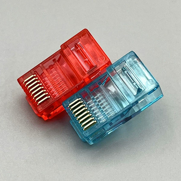 100 stk RJ45-kontakter RJ45-krympeender 8P8C UTP Rød nettverkskontakt