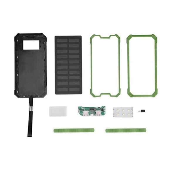 20000mAh dobbelt USB Powerbank, bærbar solcelle hurtigoplader - Grøn