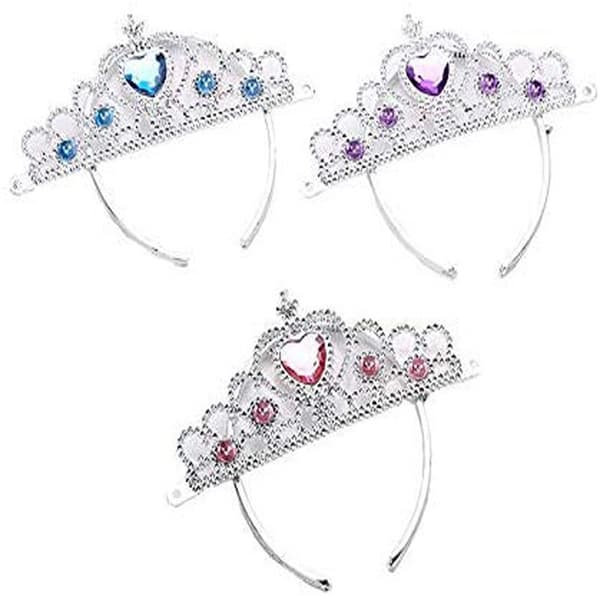 Uppsättningsbar Tiara Krona Set Prinsesskostym Festtillbehör för Barn/Flickor/Barn (Helt Rosa), 6-Pack[BT]