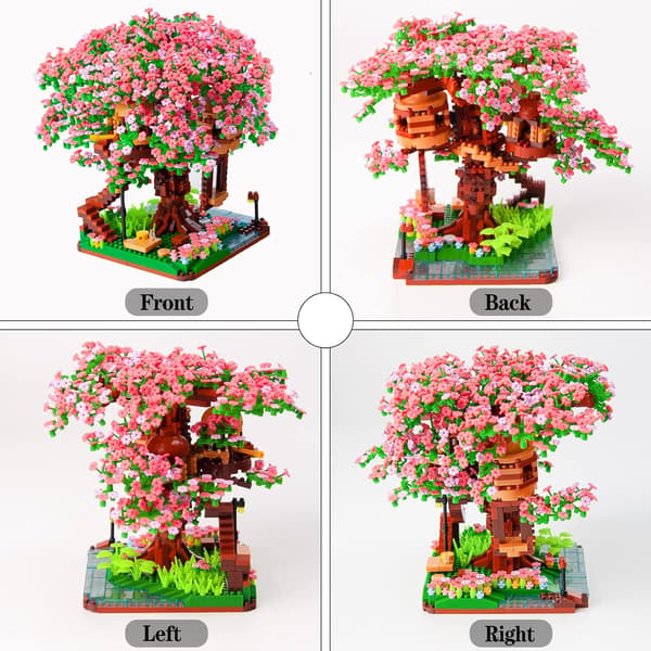 Mini Bonsai Kirsebærblomst Træ Byggeklodser Sæt, Sakura Bota