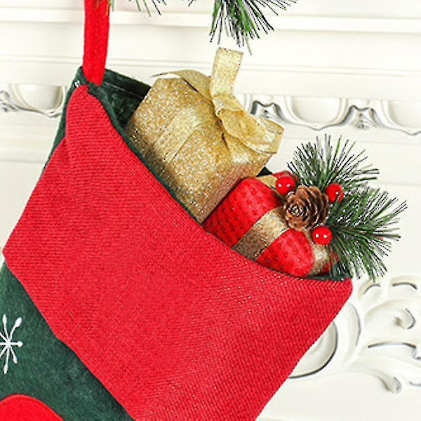 Linned Julstrumpe med Broderi