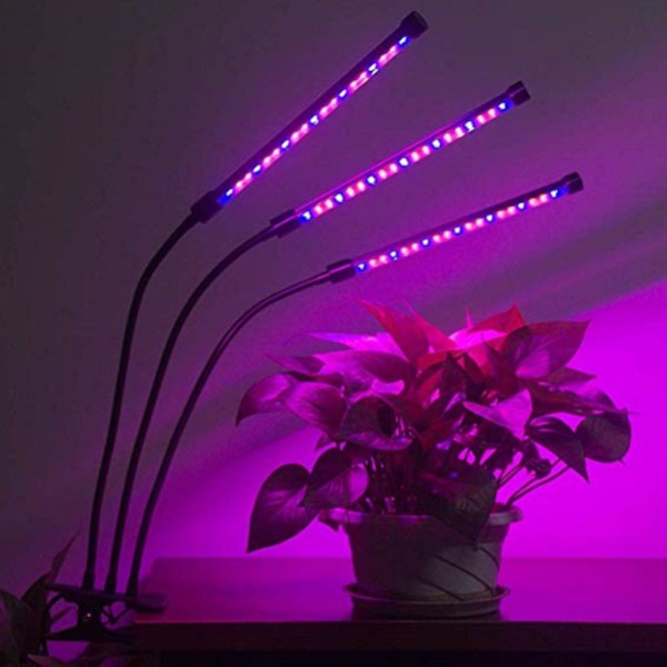 LED Växtlampor för Inomhusväxter Fullt Spektrum med Justerbar Hals, Automatisk På/Av med 3/9/12H Timer Klämma för Skrivbord