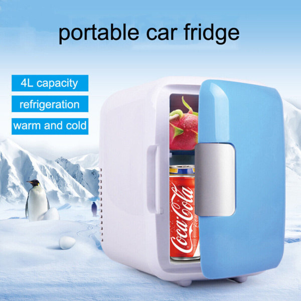 4L Mini Travel Cooler Auton Jääkaappi Kannettava Pakastin Lämmitin Jääkaappi Camping Blue
