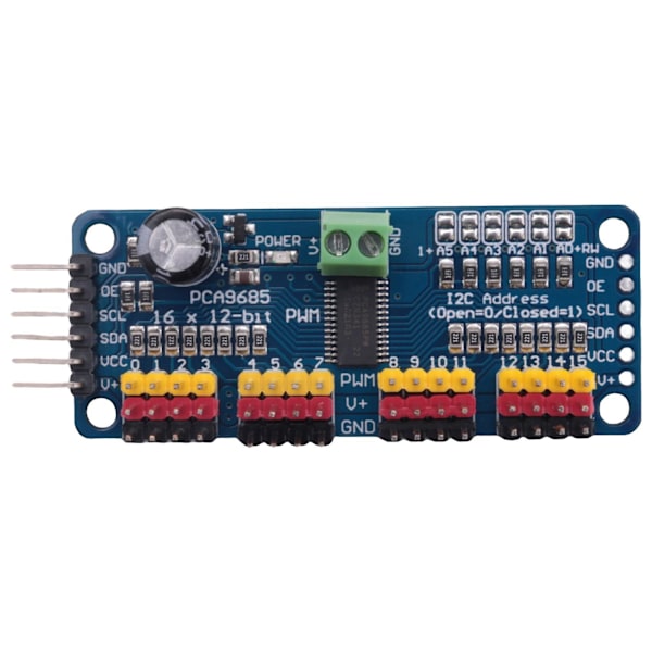 PCA9685 16-kanals 12-bitars PWM servomotor drivrutin IIC-modul för robotgränssnitt I2C-modul
