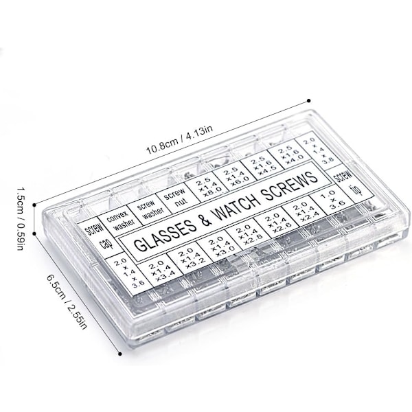 1000 stk. Mikrobriller Forma Mini Solbriller Assortert Skruesett for Urmakermutter Reparasjonssett for Rustfrie Stålskruer