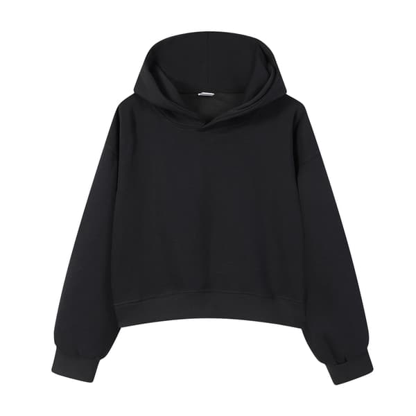 Cropped hættetrøje til kvinder, afslappet pullover hættetrøje crop top*S*sort black S