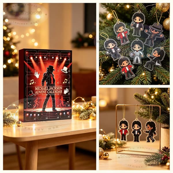 Michael Jackson Julekalender 24 dager Nedtelling til jul Gaveeske med samleobjekter i akryl som hengende ornamenter A 1PC