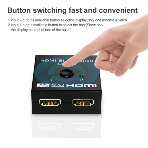 4K HDMI-switch 2 porte - Bidirektionel HDMI-switcher