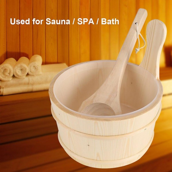 Saunaspann med øse, baderom naturlig trespann + øsesett for badstue spa badetilbehør Perfekt gave til familie eller venner.