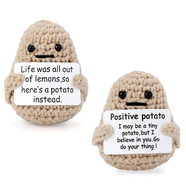 Mini hauska positiivinen elämäperuna, 3\" mielenkiintoinen neulottu villaperuna Tee positiivinen peruna Positive Potato 1Pc