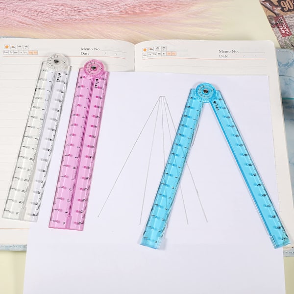 3 st Fällbara Linjaler, 30cm Fällbar Linjal Transparent Rak Linjal Flexibel Geometrisk Linjal med Vinkelmätare för Hem Kontor