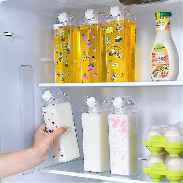 3-pack mjölkförpackning flaska klar fyrkantig mjölk plast läckagesäker kopp-yyc
