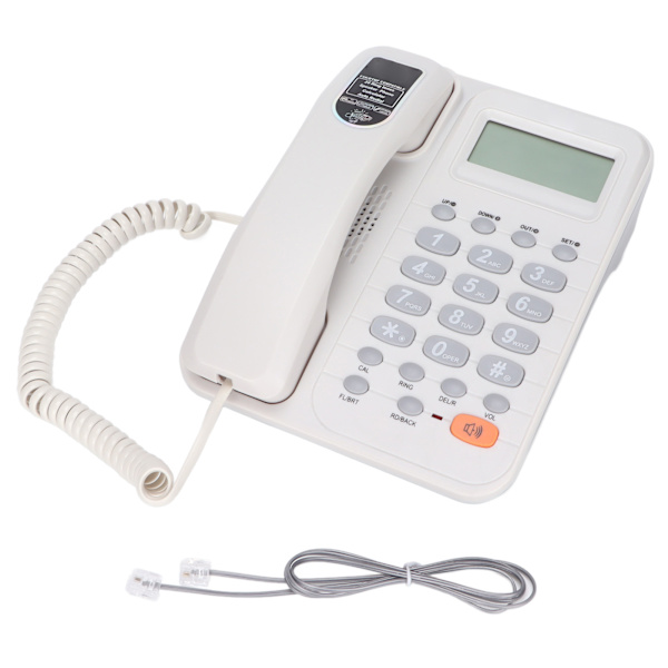 KXT2029CID Kontorstelefon Kontor Hotell Hem Fasttelefon Fasttelefon Stöd Gratis Batteri Förlängningsgränssnitt (Vit)