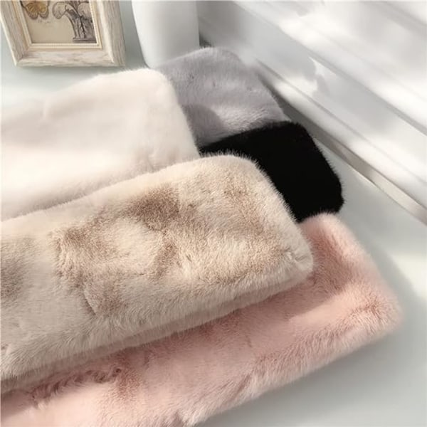 Kunstig pels skjerf for kvinner (grå), 90 cm kunstig pels skjerf damer sjal vinter