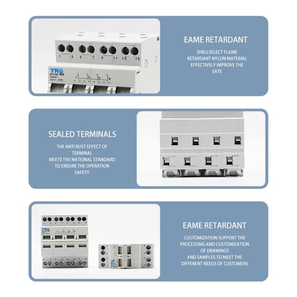 Sylindrisk sikringsholder sikringsbase DIN-skinnemontering 40A 230V 2P Enkel installasjon Strømbryter for manuell overføring