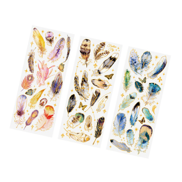 3 kpl Höyhenlehti Tarroja PET Taidepäiväkirjan Koristeet Scrapbooking DIY Taidekäsityö