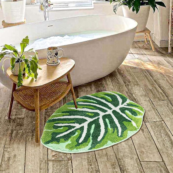 Kylpyhuoneen matto vihreä boheemi kylpyhuoneen matto liukumaton makea lehti pieni kylpyhuoneen matto pehmeä imukykyinen pestävä matto 17\" x 24\"