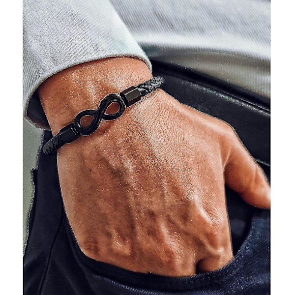 Till min man, Infinity Läderarmband Presenter för män från fru Jag älskar dig för alltid Armband Pojkvän Årsdag Födelsedag Julklappar G
