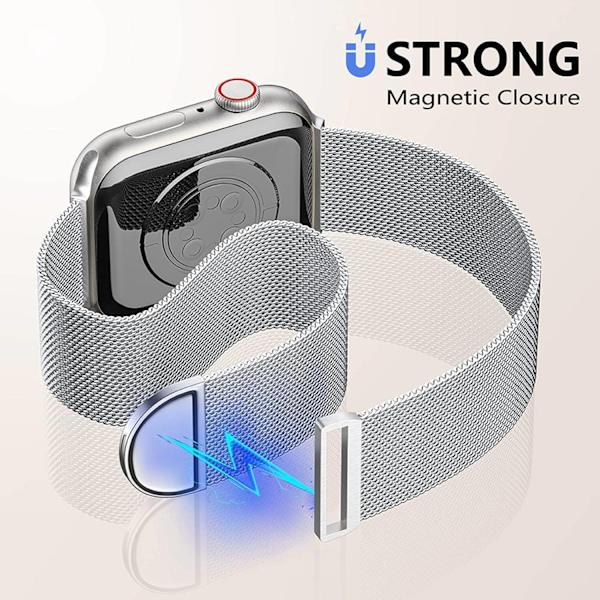 Metalliranneke yhteensopiva Apple Watch -rannekkeen kanssa 40 mm 38 mm 41 mm Silver-WELLNGS Silver Silver 38/40/41mm