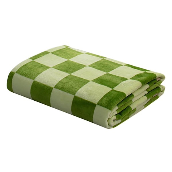 Retro Rutig Flanellfilt Sovtäcke Tjock Vinter Flanell Varma Mjuka Filtar Quilt BBY Green