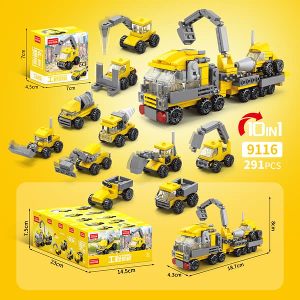 Legetøjsbil byggeklodser, et pædagogisk legetøj til børn. engineering vehicle