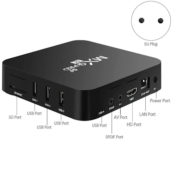 4K HDR Streaming Media Player til Android TV Box, 4GB RAM 32GB R