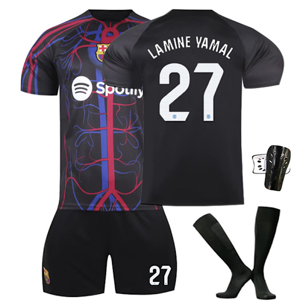 Barcelona LAMINE Yamal #27 Away Kit, 23-24 FCB Joint Special Edition Black Kids Adult Soccer Training Shirt, Christmas Gift, Birthday Gift 18