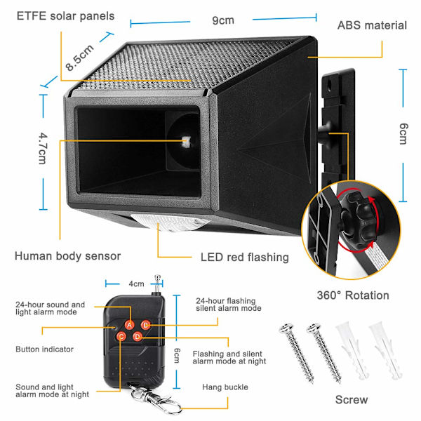 Solcellsensor Strobe Light IP65 Vattentät Sol