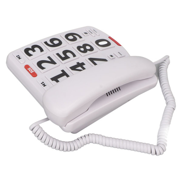 Stor knap telefon enkel klassisk justerbar lyd hjemme fastnettelefoner til seniorer hvid