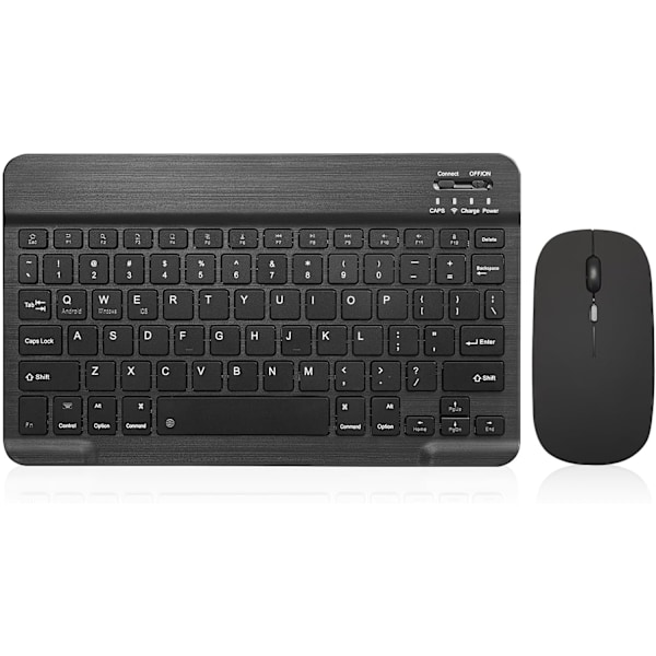 Ultra tynd Bluetooth-tastatur, bærbar trådløs mini-tastatur, genopladelig til iPad-tablet (10 tommer sort)