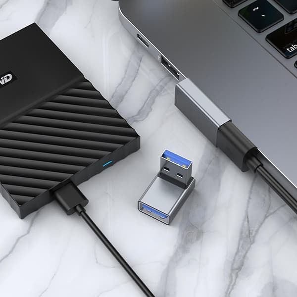 USB 3.0 Header 90 Grader Upp Åt Höger Vinklad Notebook Laptop PC Portkontakt Grå Grey up
