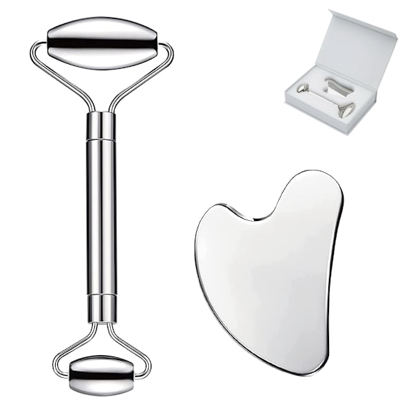 Gua Sha -setti ruostumattomasta teräksestä ja kasvohieronta