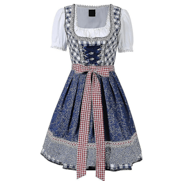 Dirndlklänning tysk Oktoberfest bayersk öl Wench kostym piga festival fest ZX - perfekt marinblå Navy 2XL