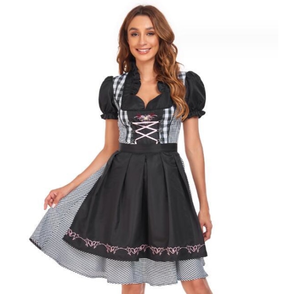 München Svart Oktoberfest-kjole for Kvinner XL