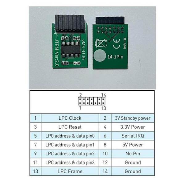 TPM2.0 Säkerhetsmodul Stöder Multibrand Moderkort 20-1 black 20pin LPC