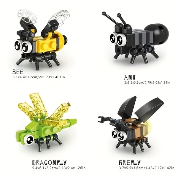 Insektsbyggklossar Set Mini Bug Bricks Pedagogisk DIY Modellleksak 20pcs/set, Insect Building Blocks