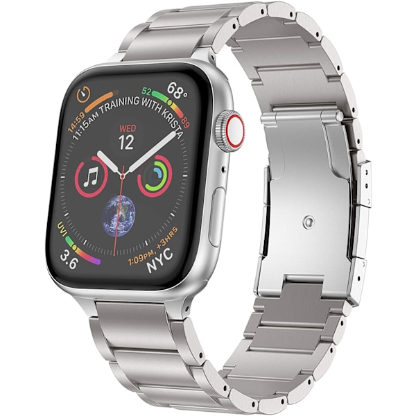 Titaaniranneke, metalliranneke kilpikonnansoljella, yhteensopiva Apple Watch Series 9/Ultra 2/SE/8/7/2023, 45mm/44mm/49mm, hopea 45mm/44mm/49mm