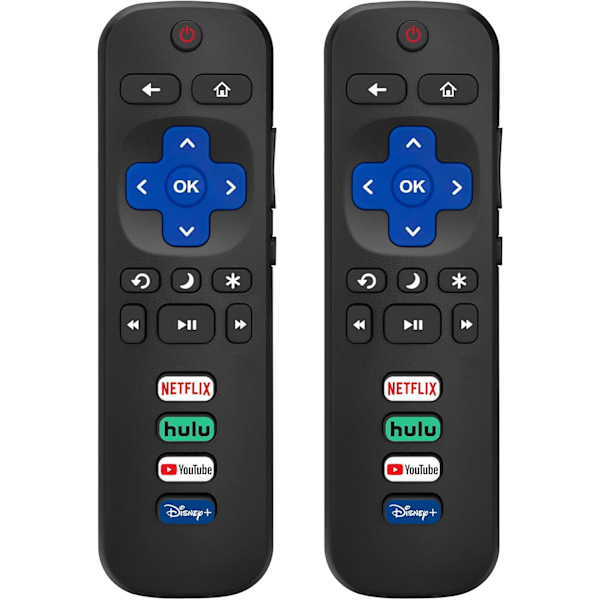 (2-pack) Ersättningsfjärrkontroll endast för Roku TV, kompatibel med TCL Roku/Hisense Roku/Onn Roku/Philips Roku Smart TV (ej för Stick och Box)