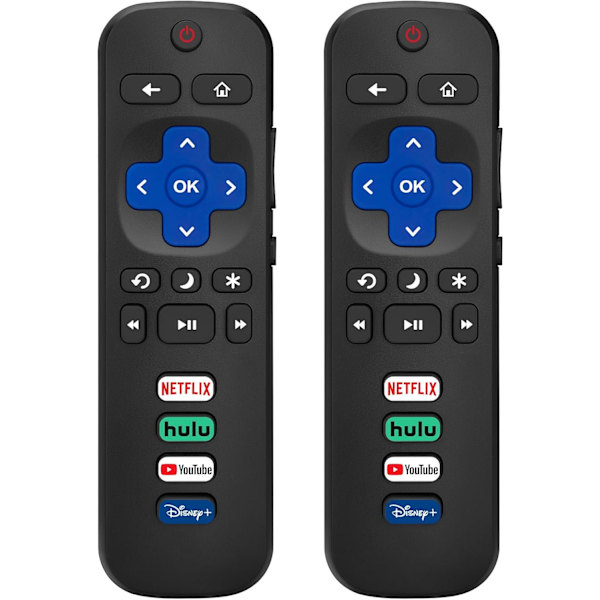 (Pakke med 2) Erstatningsfjernkontroll kun for Roku TV, kompatibel med TCL Roku/Hisense Roku/Onn Roku/Philips Roku Smart TV-er (ikke for Stick og Box)