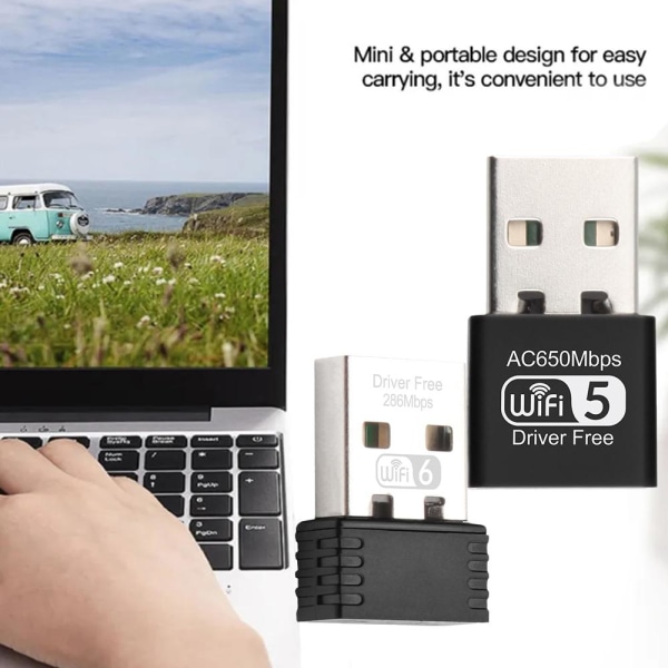 650 Mbps Mini USB Wifi Adapter trådløst nettverkskort 802.11AC D 2.4GHz & 5.8GHz 650M one-size