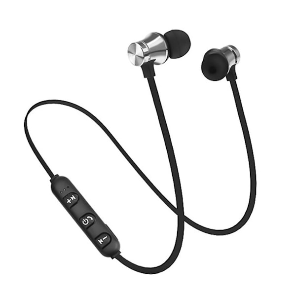 Trådløse magnetiske Bluetooth-hodetelefoner med håndfri headset med mikrofon støydempende hodetelefoner for Huawei Xiaomi Samsung with box silver329