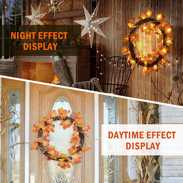 Lönnlöv ljusslinga, vattentät lönnlöv ljusslinga, 2M 10 LED höstbelyst höstgirlang, perfekt höst Thanksgiving dekoration
